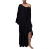 image:imageCHARTOU Maxi Night Gown for Women Scoop Neck Flared Long Sleeve Flowy Long DressBlack