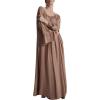 image:imageCHARTOU Maxi Night Gown for Women Scoop Neck Flared Long Sleeve Flowy Long DressBrown