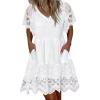 image:imageCHARTOU White Lace Shift Dress for Women Summer Casual Tunic Shirt Mini Dress with PocketsWhite