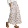image:imageCHARTOU Wide Leg Pants Women Polka Dot Palazzo Pants Elastic Waist Casual Cropped Trousers with PocketsBeige