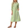 image:imageCHARTOU Women Casual 34 Sleeve Striped Long Shirt Dress Contrast Color Loose Tunic Dress with PocketsGreen