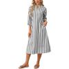image:imageCHARTOU Women Casual 34 Sleeve Striped Long Shirt Dress Contrast Color Loose Tunic Dress with PocketsGrey