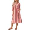 image:imageCHARTOU Women Casual 34 Sleeve Striped Long Shirt Dress Contrast Color Loose Tunic Dress with PocketsRed