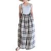 image:imageCHARTOU Women Cotton Linen Plaid Overalls Summer Baggy Wide Leg Pants Flowy Casual Beach Culottes TrousersBlack