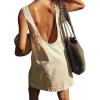 image:imageCHARTOU Women Cotton Linen Shift Dress Sleeveless Tank Mini Dress Open Back Summer Dress Beach Short Tunic DressOffwhite