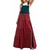 image:imageCHARTOU Women Cute Plaid Overall Dress Bib Tiered Checkered Adjustable Strap Maxi Long Dress with Lace TrimGreen