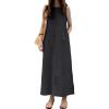 image:imageCHARTOU Women Sleeveless Denim Maxi Dress Long Summer Jean Dress Tunic Tank Dress with PocketsBlack
