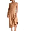 image:imageCHARTOU Women Summer Casual Cotton Linen Dress Sleeveless Loose Tank Sundress Beach Vacation Outfits with BeltKhaki