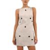 image:imageCHARTOU Women Summer Sleeveless Mini Dress Back Tie Polka Dot Dress Beach Travel Vacation OutfitBeige