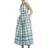 image:imageCHARTOU Womens Plaid Summer Dress Cute Sleeveless RIC Rac Cotton Vacation Long Flowy DressGreen