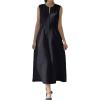 image:imageCHARTOU Womens Sleeveless Cotton Long Dress V Neck Slit A Line Midi Tank Sun Dress with BeltBlack