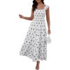 image:imageCHARTOU Womens Sleeveless Smocked Maxi Dress Long Flowy Tiered Dress Elegant Ruffle Boho SundressWhite
