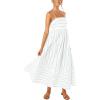 image:imageCHARTOU Womens Summer Spaghetti Strap Striped Maxi Long Dress Sleeveless Smocked Cut Out Swing DressBlue Stripes