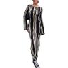 image:imageCHARTOU Womens Y2K Vertical Striped Flare Long Sleeve Dress Bodycon Crew Neck Cotton Pencil Maxi Dresses