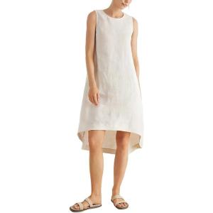 image:imageCHARTOU Women Causal Loose Fit Dresses Summer Cotton Linen HiLow Sleeveless Tank DressLinen