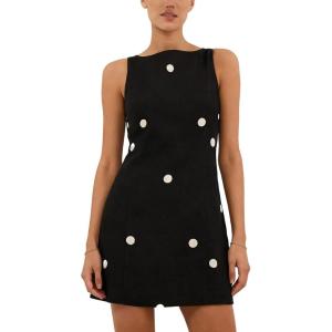 image:imageCHARTOU Women Summer Sleeveless Mini Dress Back Tie Polka Dot Dress Beach Travel Vacation OutfitBlack