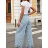 image:imageCHARTOU Ruffle Hem Bell Bottom Jeans for Women Polka Dot Ankle Baggy Jeans Crop Denim Wide Leg PantsBlue