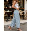 image:imageCHARTOU Ruffle Hem Bell Bottom Jeans for Women Polka Dot Ankle Baggy Jeans Crop Denim Wide Leg PantsBlue