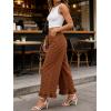 image:imageCHARTOU Ruffle Hem Bell Bottom Jeans for Women Polka Dot Ankle Baggy Jeans Crop Denim Wide Leg PantsBrown