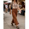 image:imageCHARTOU Ruffle Hem Bell Bottom Jeans for Women Polka Dot Ankle Baggy Jeans Crop Denim Wide Leg PantsBrown
