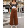 image:imageCHARTOU Ruffle Hem Bell Bottom Jeans for Women Polka Dot Ankle Baggy Jeans Crop Denim Wide Leg PantsBrown