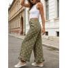 image:imageCHARTOU Ruffle Hem Bell Bottom Jeans for Women Polka Dot Ankle Baggy Jeans Crop Denim Wide Leg PantsGreen