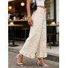 image:imageCHARTOU Ruffle Hem Bell Bottom Jeans for Women Polka Dot Ankle Baggy Jeans Crop Denim Wide Leg PantsPink