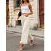 image:imageCHARTOU Ruffle Hem Bell Bottom Jeans for Women Polka Dot Ankle Baggy Jeans Crop Denim Wide Leg PantsPink