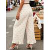 image:imageCHARTOU Ruffle Hem Bell Bottom Jeans for Women Polka Dot Ankle Baggy Jeans Crop Denim Wide Leg PantsPink