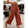 image:imageCHARTOU Ruffle Hem Bell Bottom Jeans for Women Polka Dot Ankle Baggy Jeans Crop Denim Wide Leg PantsWine