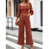image:imageCHARTOU Ruffle Hem Bell Bottom Jeans for Women Polka Dot Ankle Baggy Jeans Crop Denim Wide Leg PantsWine