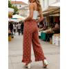 image:imageCHARTOU Ruffle Hem Bell Bottom Jeans for Women Polka Dot Ankle Baggy Jeans Crop Denim Wide Leg PantsWine