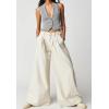 image:imageCHARTOU Women Baggy Denim Cargo Pants Jeans Y2k Wide Leg Pants Casual Oversized High Waisted Culottes with PocketsBeige