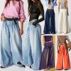 image:imageCHARTOU Women Baggy Denim Cargo Pants Jeans Y2k Wide Leg Pants Casual Oversized High Waisted Culottes with PocketsBeige