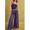 image:imageCHARTOU Women Baggy Denim Cargo Pants Jeans Y2k Wide Leg Pants Casual Oversized High Waisted Culottes with PocketsBlack