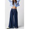 image:imageCHARTOU Women Baggy Denim Cargo Pants Jeans Y2k Wide Leg Pants Casual Oversized High Waisted Culottes with PocketsDark Blue