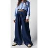 image:imageCHARTOU Women Baggy Denim Cargo Pants Jeans Y2k Wide Leg Pants Casual Oversized High Waisted Culottes with PocketsDark Blue