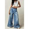 image:imageCHARTOU Women Baggy Denim Cargo Pants Jeans Y2k Wide Leg Pants Casual Oversized High Waisted Culottes with PocketsLight Blue