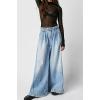 image:imageCHARTOU Women Baggy Denim Cargo Pants Jeans Y2k Wide Leg Pants Casual Oversized High Waisted Culottes with PocketsLight Blue