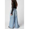 image:imageCHARTOU Women Baggy Denim Cargo Pants Jeans Y2k Wide Leg Pants Casual Oversized High Waisted Culottes with PocketsLight Blue