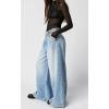 image:imageCHARTOU Women Baggy Denim Cargo Pants Jeans Y2k Wide Leg Pants Casual Oversized High Waisted Culottes with PocketsLight Blue