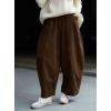 image:imageCHARTOU Women Corduroy Barrel Pants Wide Leg Vintage Mid Rise Y2k Baggy Boyfriend PantsBrown