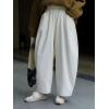 image:imageCHARTOU Women Corduroy Barrel Pants Wide Leg Vintage Mid Rise Y2k Baggy Boyfriend PantsCream