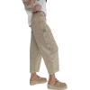 image:imageCHARTOU Women Crop Barrel Jeans Baggy Floral Denim Patchwork Cargo Taper Wide Leg Pants Boyfriend Y2k JeansKhaki