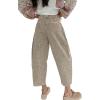 image:imageCHARTOU Women Crop Barrel Jeans Baggy Floral Denim Patchwork Cargo Taper Wide Leg Pants Boyfriend Y2k JeansKhaki