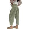 image:imageCHARTOU Women Crop Barrel Jeans Baggy Floral Denim Patchwork Cargo Taper Wide Leg Pants Boyfriend Y2k JeansOlive Green