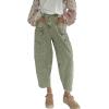 image:imageCHARTOU Women Crop Barrel Jeans Baggy Floral Denim Patchwork Cargo Taper Wide Leg Pants Boyfriend Y2k JeansOlive Green