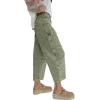 image:imageCHARTOU Women Crop Barrel Jeans Baggy Floral Denim Patchwork Cargo Taper Wide Leg Pants Boyfriend Y2k JeansOlive Green