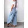 image:imageCHARTOU Women Denim Bib Overall Adjustable Strap Wide Leg Jumpsuit Drawstring Jeans Baggy Pants JoggerBlue