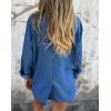 image:imageCHARTOU Women Denim Jean Blazer Jacket 1 Button Long Sleeve Light Denim Jacket Work Casual Spring Jacket with PocketBlue